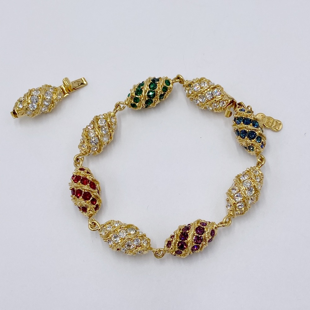 Vintage Gold Tone Crystal Link Bracelet